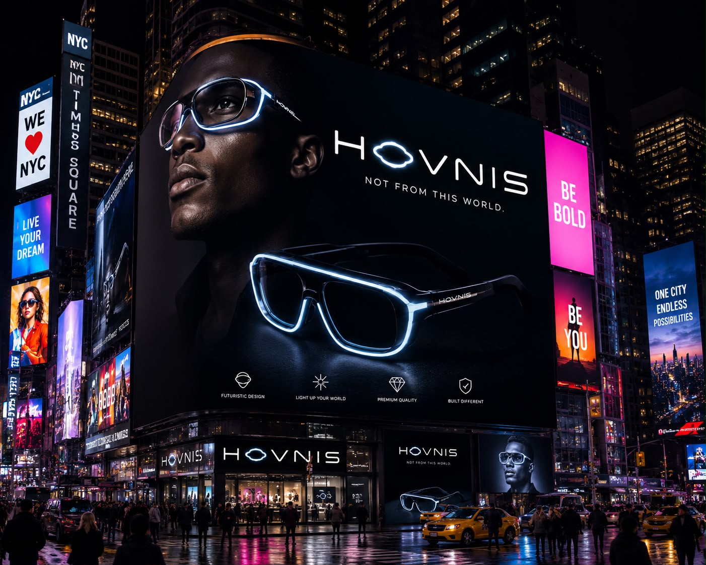 HOVNIS billboard in Times Square